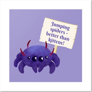 Funny Cute Jumping Spider Dad or Mum Fan Kawaii Pet Sign Posters and Art